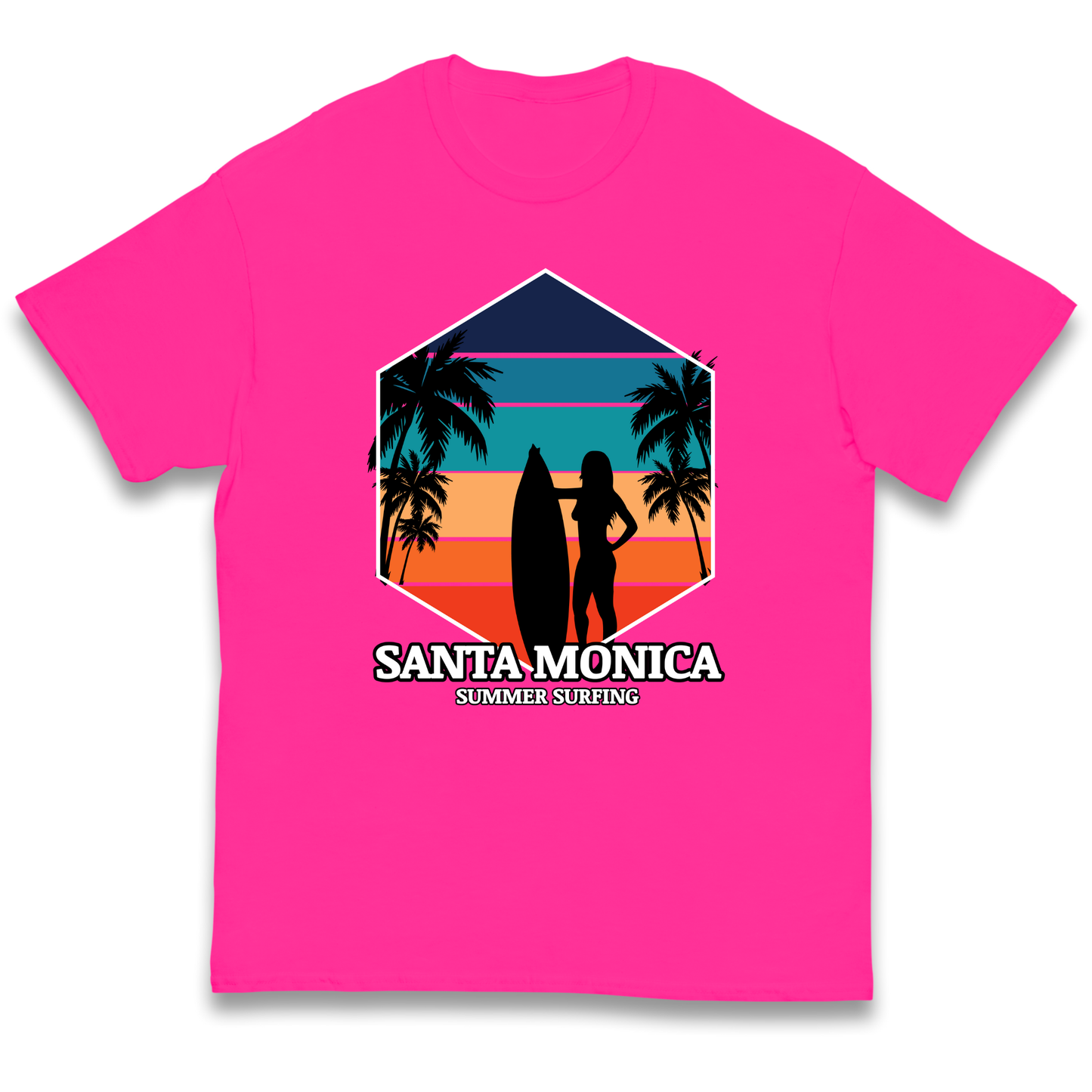 Santa Monica Summer Surfing kids t shirt