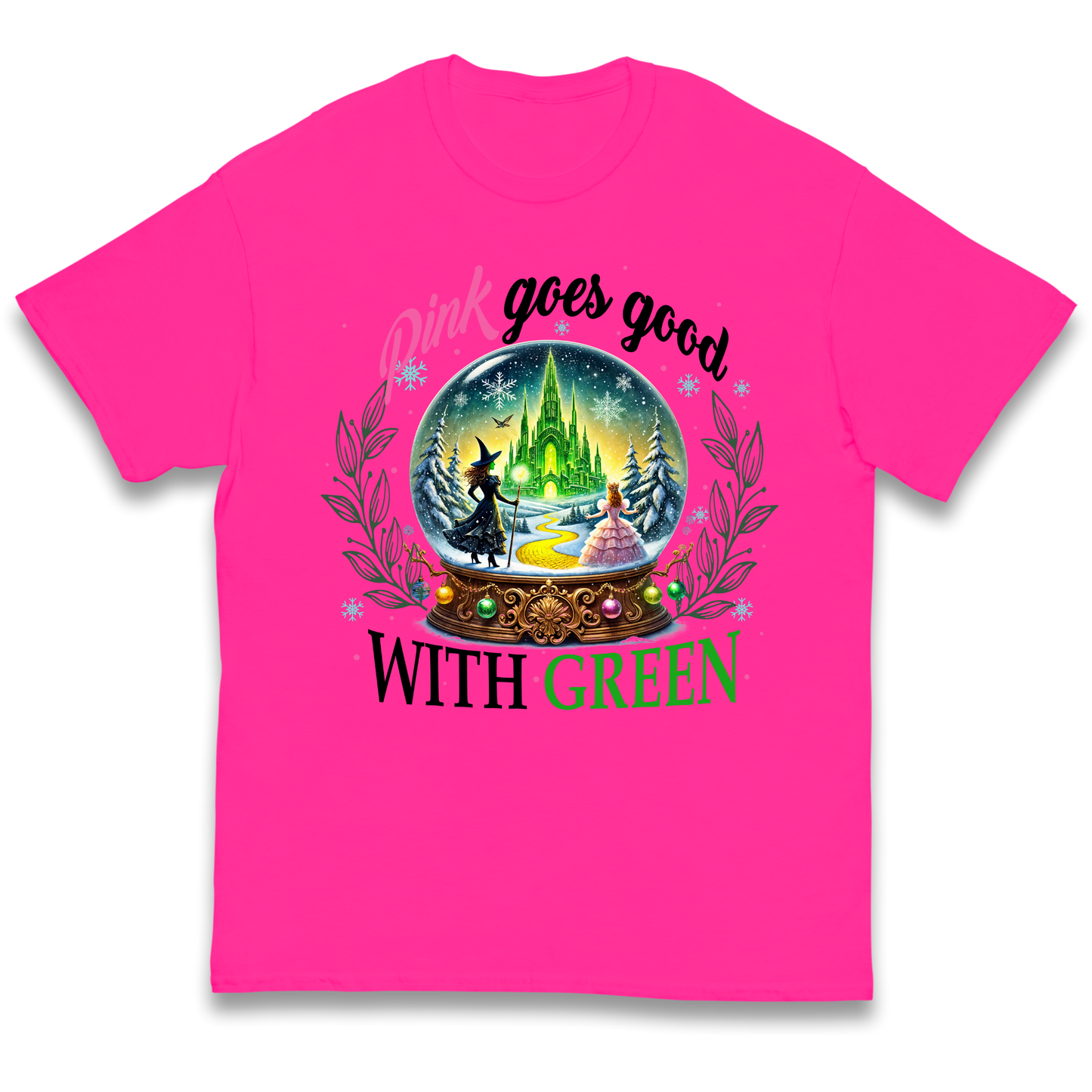 Wicked Pink Goes Good With Green Kids T Shirt 