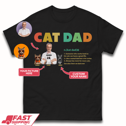 Personalised Cat Dad Mens T-Shirt