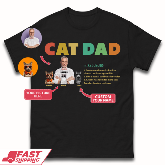 Personalised Cat Dad Mens T-Shirt