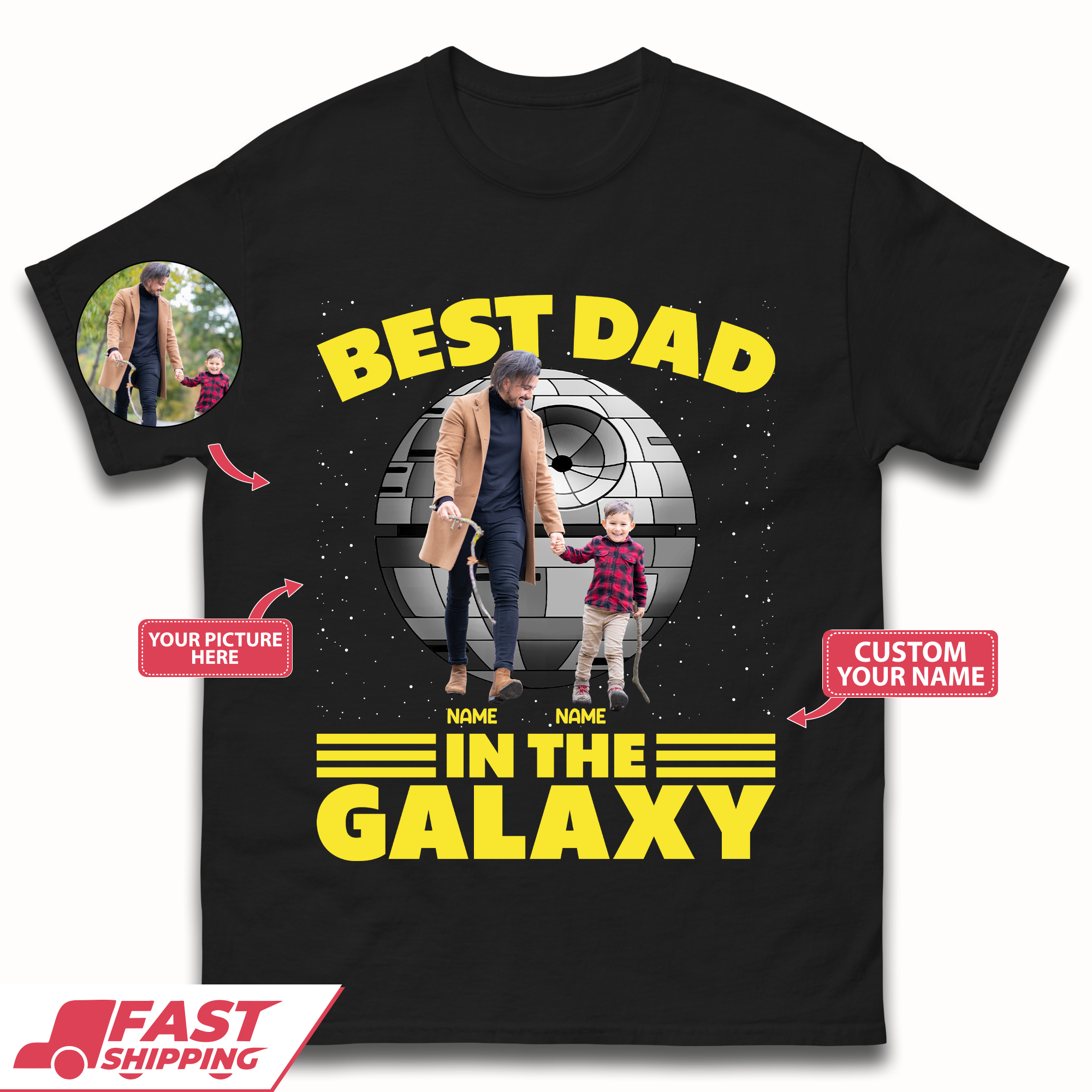 Personalised Best Dad In The Galaxy Mens T-Shirt