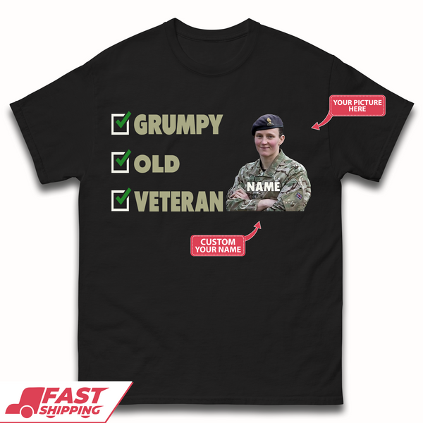 Personalised Grumpy Old Veteran Mens T-Shirt