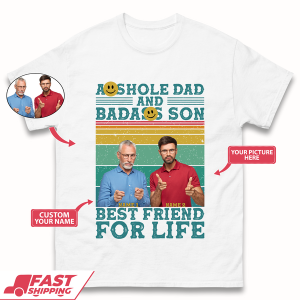 Personalised Asshole Dad And Badass Son Mens T-Shirt