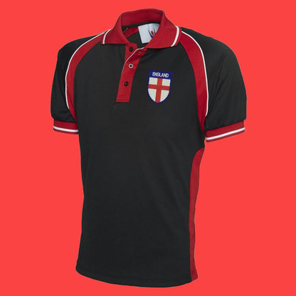 Flag of England Shield Embroidered Polyester Sports Polo Shirt