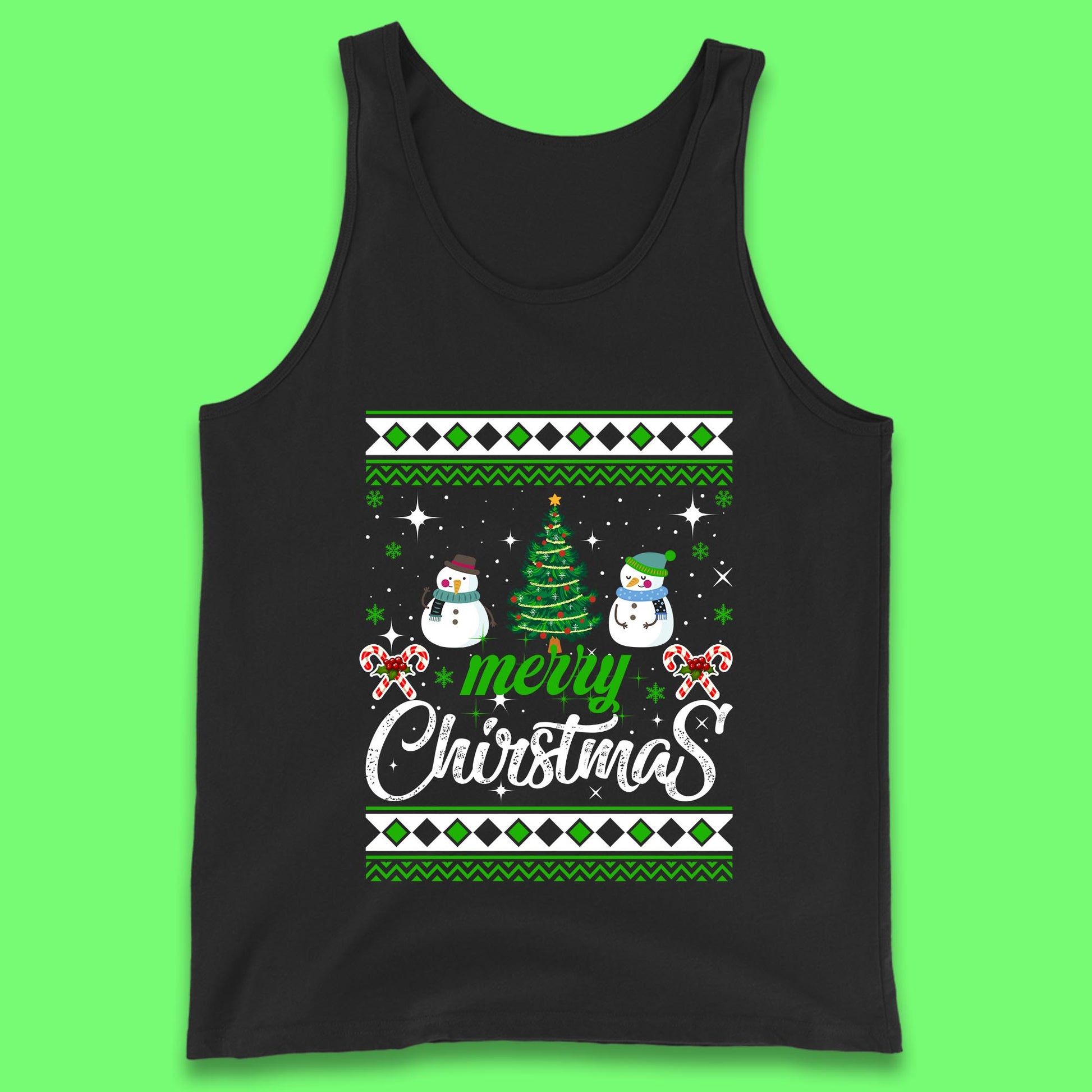 merry christmas snowman tank top