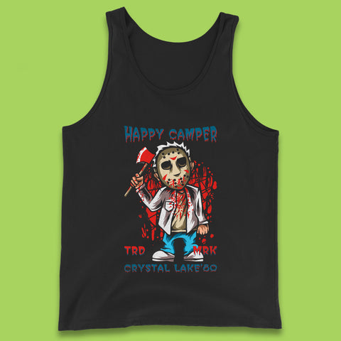 Happy Camper Crystal Lake 1980s Jason Voorhees Vintage Halloween Horror Movie Tank Top