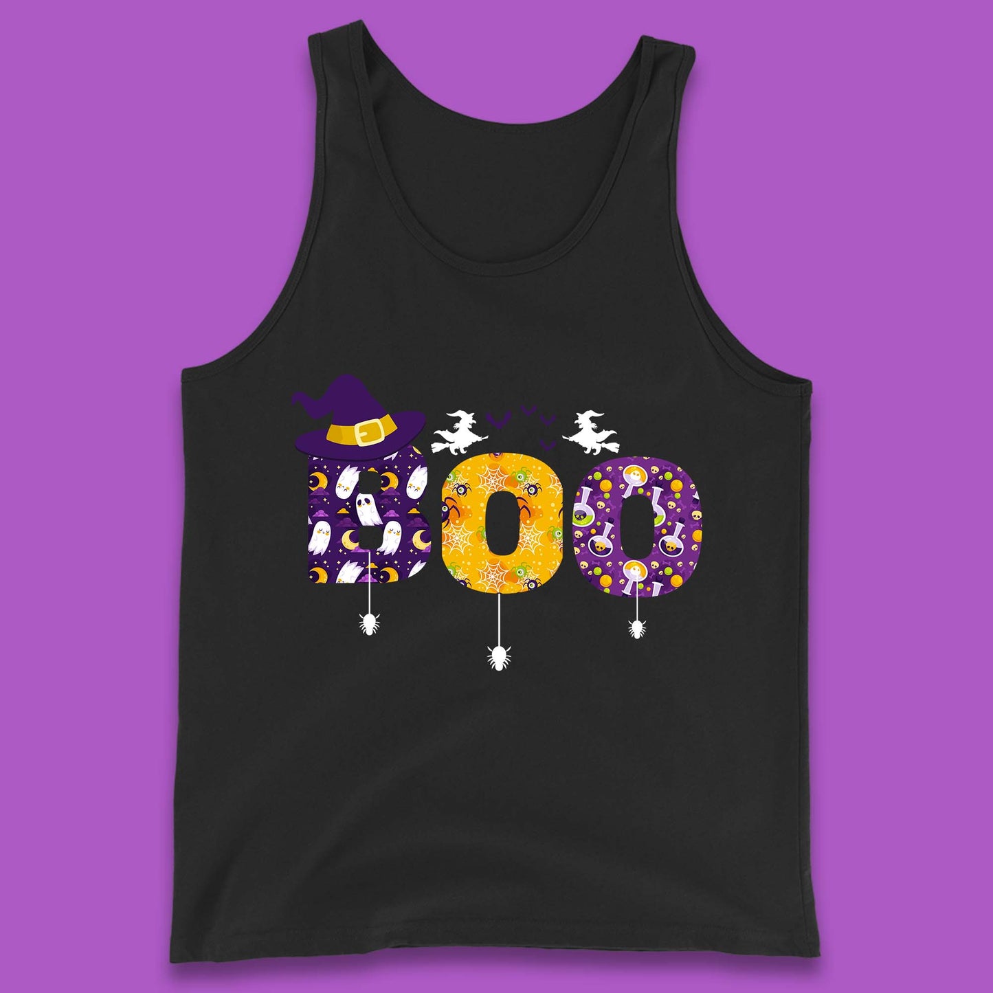 Boo With Spiders And Witch Hat Halloween Boo Ghosts Costume Tank Top