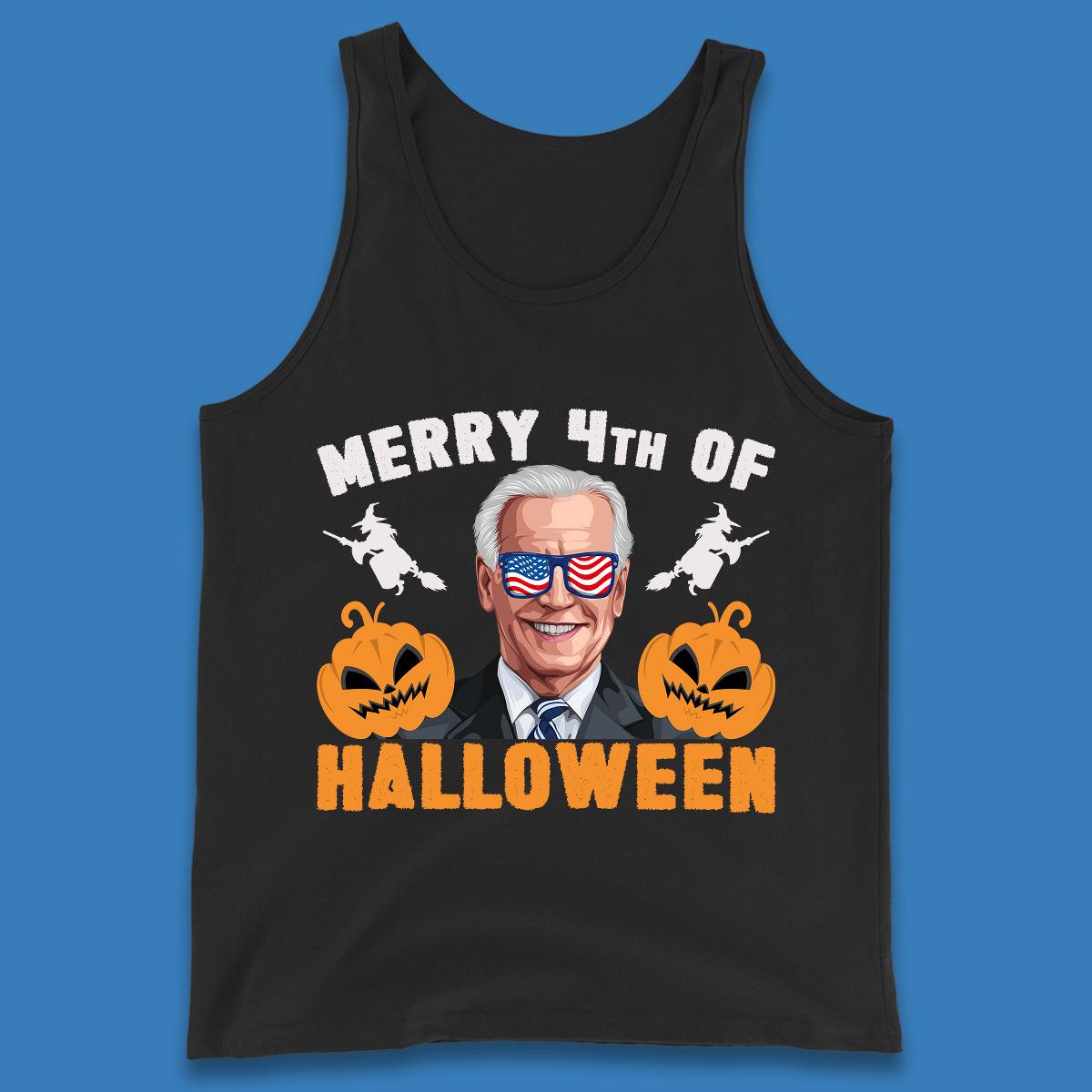 Merry 4th Of Halloween Funny Confused Joe Biden 4th Of July Tank Top
