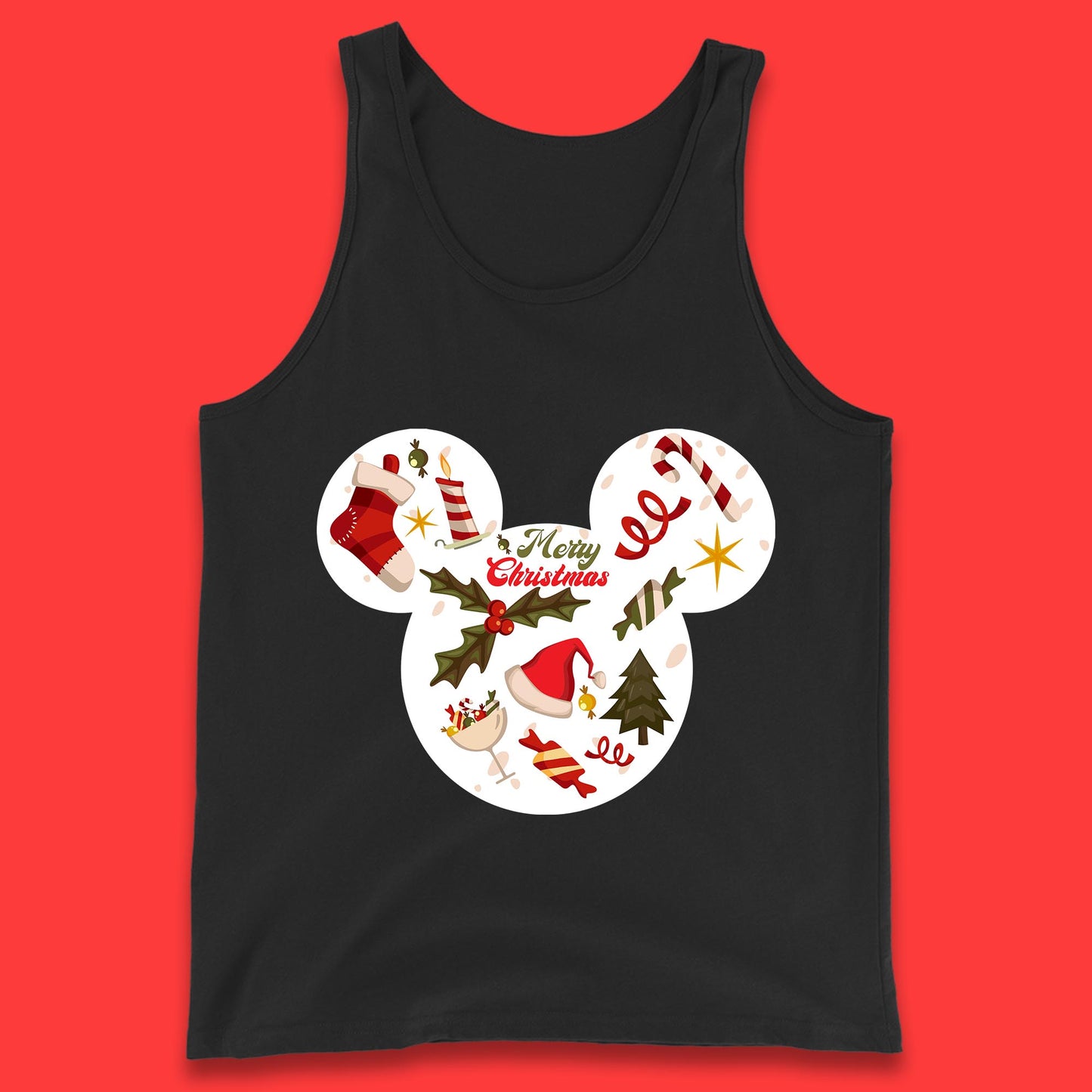 merry christmas disney mickey mouse head tank top