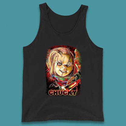 Chucky Distressed Childs Play Horror Monster Creepy Doll Toy Scary Halloween Scary Movie Character Tank Top