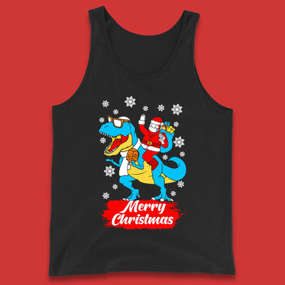 Santa Claus Riding T-Rex Christmas Tank Top