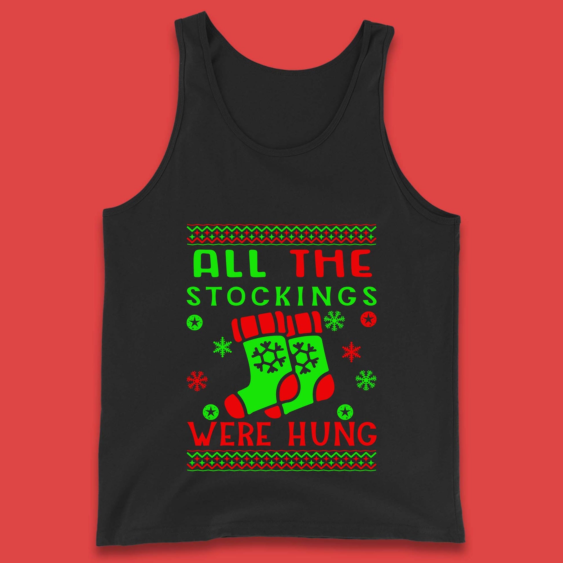 christmas socks all the stocking were hung tank top