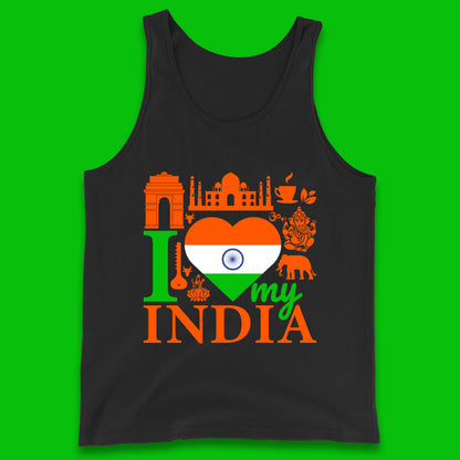 I Love My India Patriotic Indian Flag 15th August Independence Day Tank Top