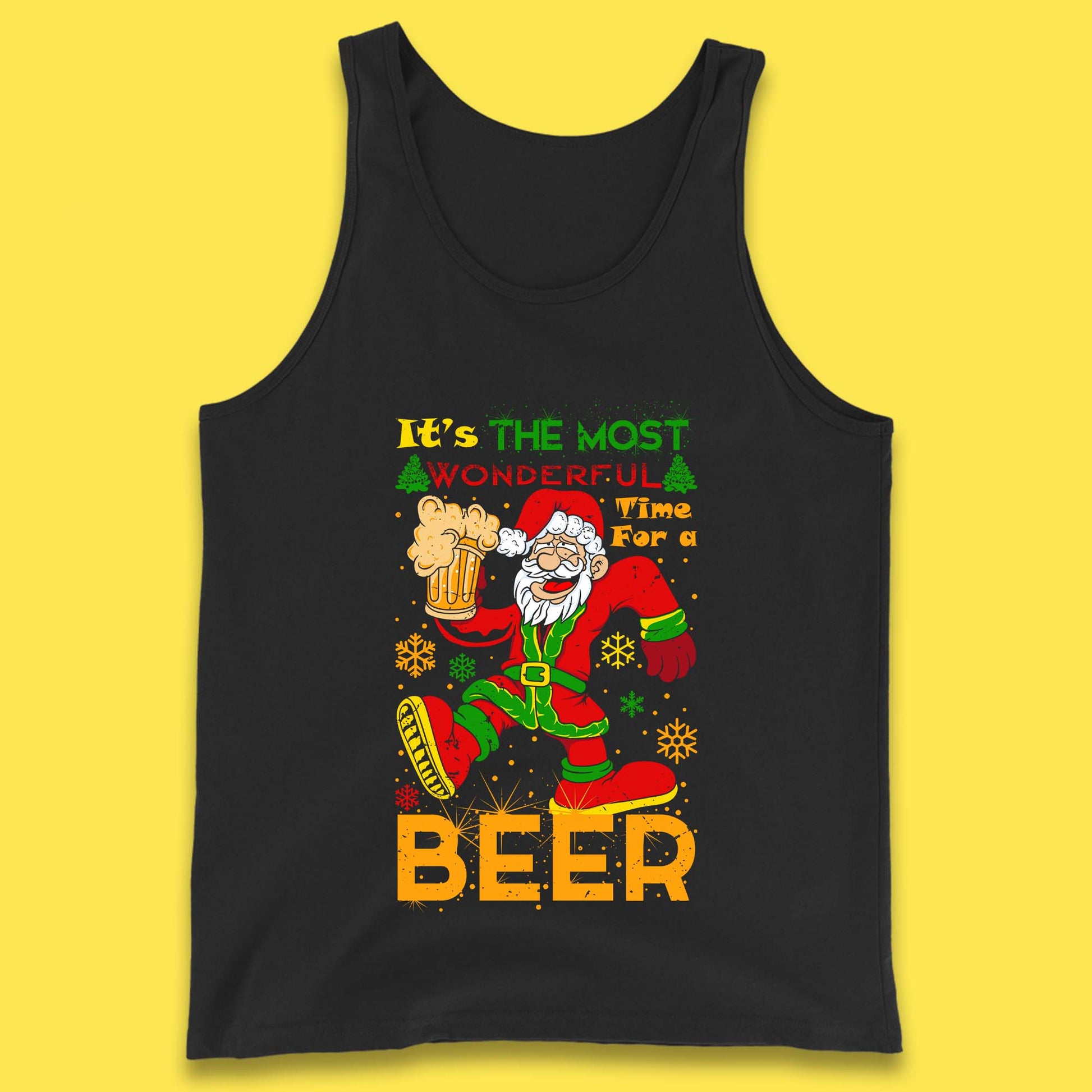 santa drink beer tank top