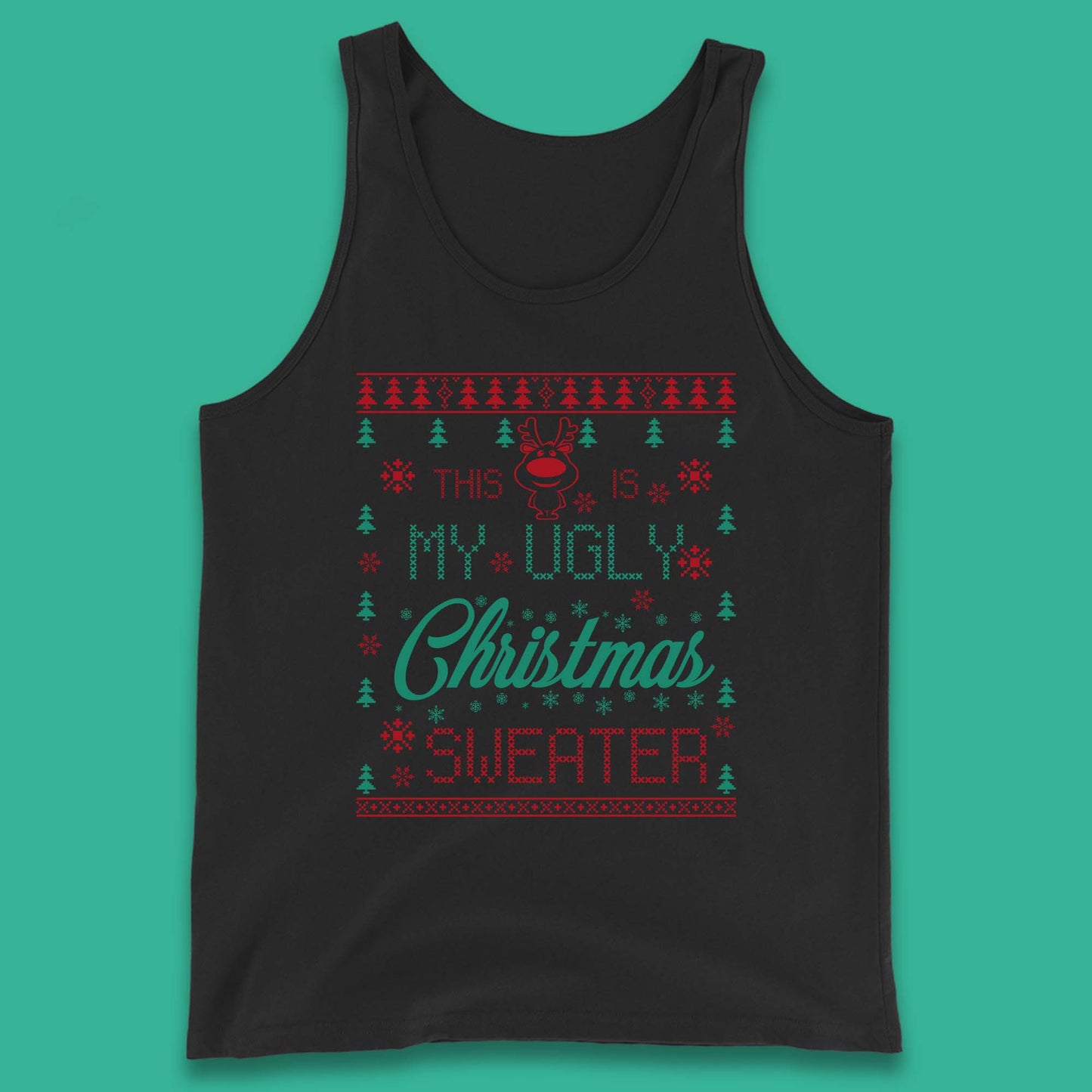 Ugly Christmas Sweater Reindeer Tank Top