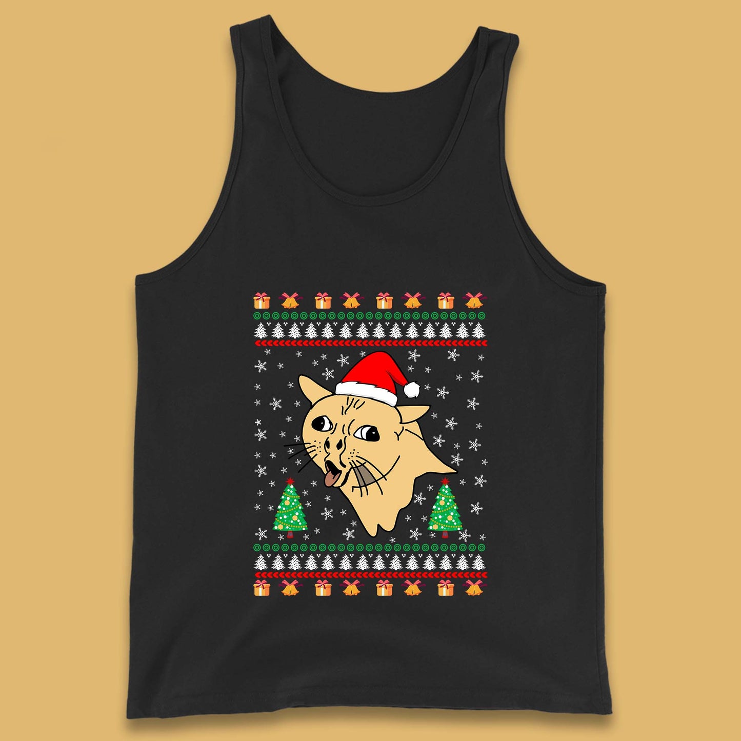 coughing cat christmas tank top