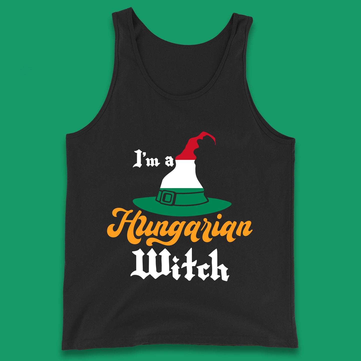 I'm A Hungarian Witch Halloween Witch Hat Hungarian Flag Tank Top