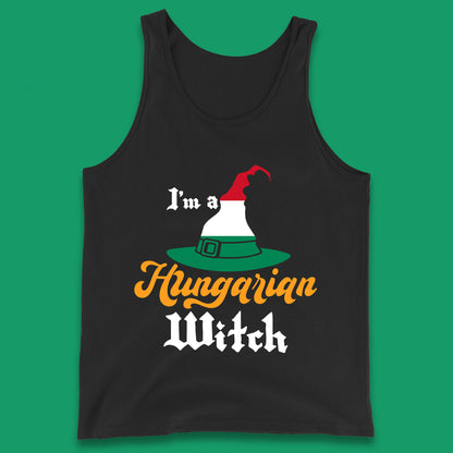 I'm A Hungarian Witch Halloween Witch Hat Hungarian Flag Tank Top