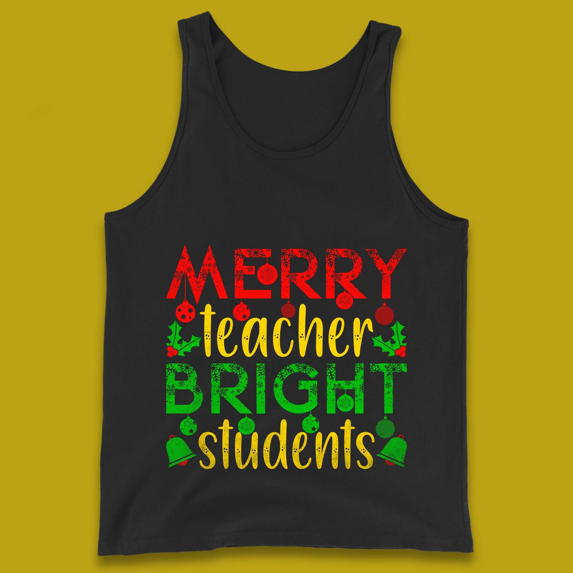 merry teacher bright students christmas tank top