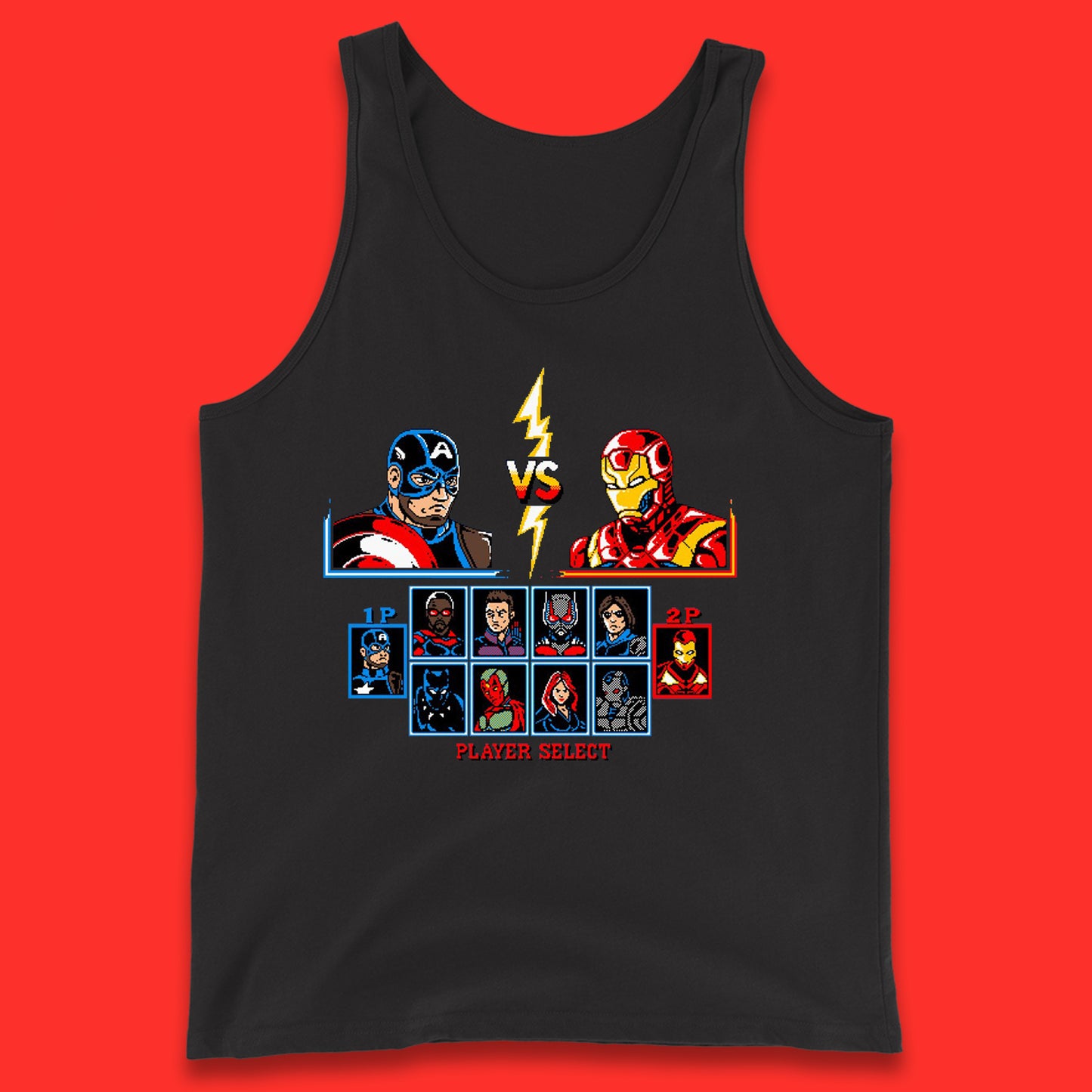 Captain America VS Iron Man Marvel Avengers Superheros Movie Character Panther Widow Thor Tank Top