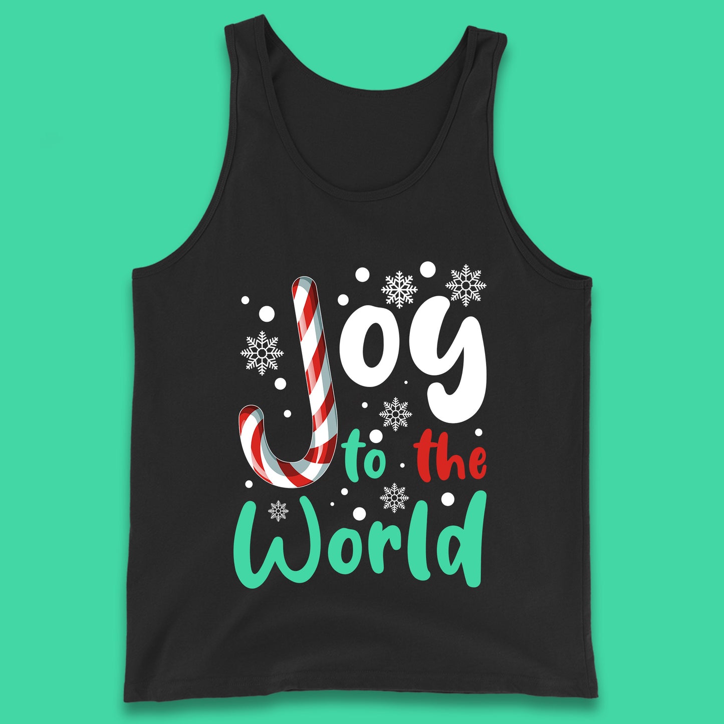 joy to the world christmas candy cane tank top