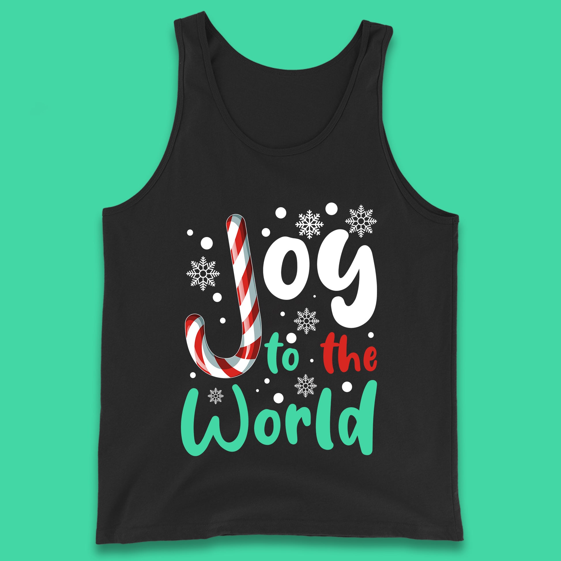 joy to the world christmas candy cane tank top