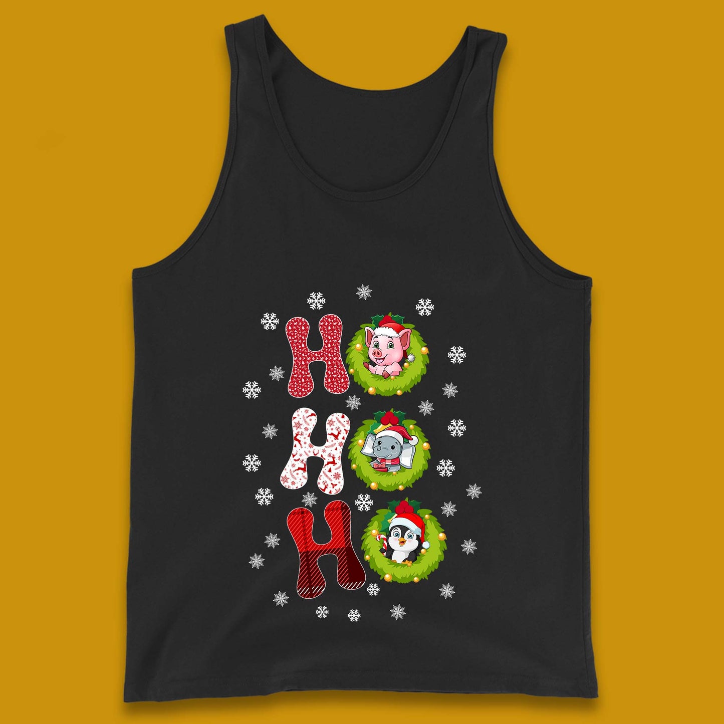 ho ho ho christmas animals tank top