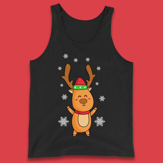 christmas reindeer with santa hat tank top
