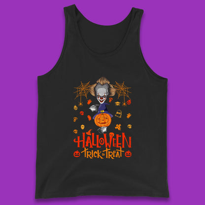 Halloween Trick Or Treat Witch Hat Pumpkin IT Pennywise Clown Horror Scary Movie Fictional Character Tank Top