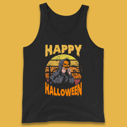 Happy Halloween Jack O Lantern Pumpkin Head Horror Scary Vintage Retro Halloween Tank Top