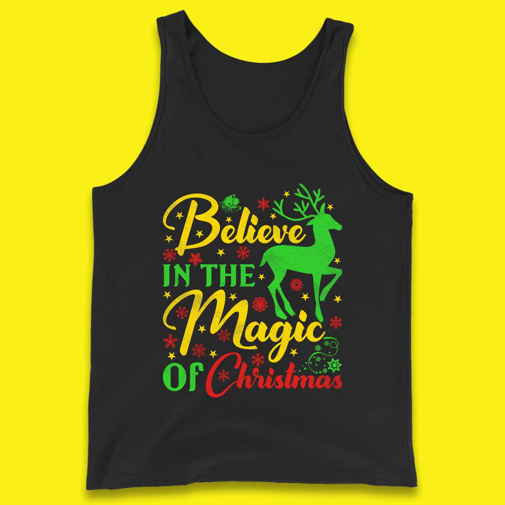 believe in the magic of christmas reindeer tank top