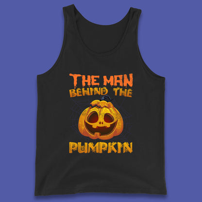 The Man Behind The Pumpkin Halloween Pregnancy Baby Announcement New Dad Gift Tank Top