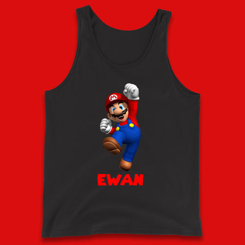Personalised Your Name Super Mario Jumping Funny Game Lovers Players Mario Bro Retro Gaming Tank Top