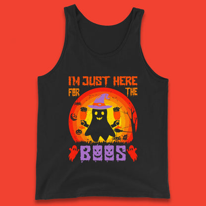 I'm Just Here For The Boos Halloween Boo Ghost Witch Hat Horror Scary Tank Top