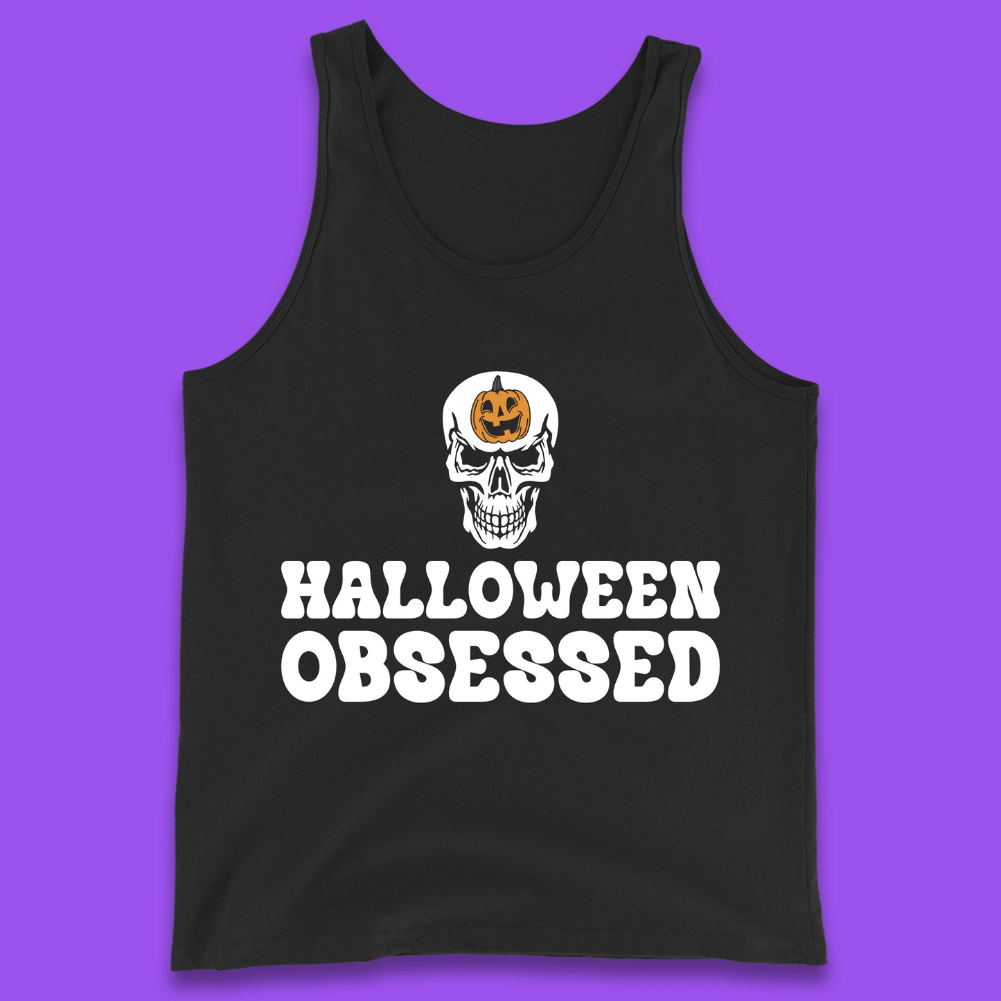 Skull Pumpkin Halloween Obsessed Funny Pumpkin Obsessed Party Spooky Season Tank Top