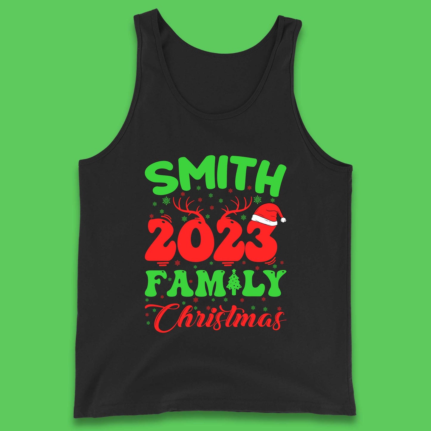 Personalised 2023 Family Christmas Your Name Xmas Matching Family Costume Tank Top
