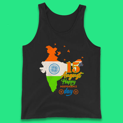 15th August India Happy Independence Day Patriotic Indian Map Flag Tank Top