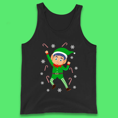 Christmas Elf Cartoon Character Happy Christmas Party Candy Cane Xmas Tank Top