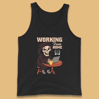 Working From Home Best Employee Of The Year Funny Death Halloween Tank Top