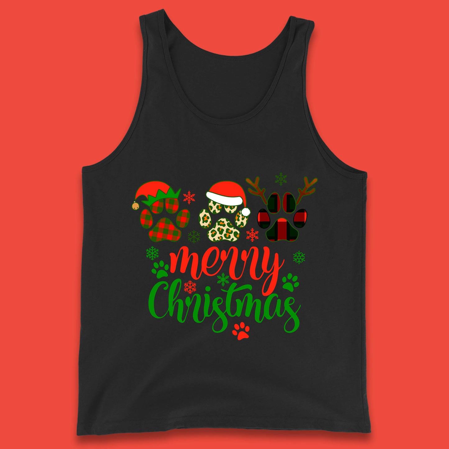 dog & cat paws christmas tank top