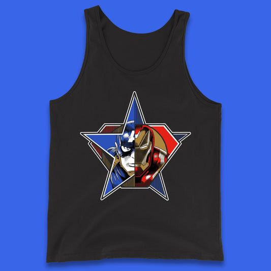 Captain America Logo With Iron Man Marvel Avengers Superheros Movie Character Tank Top