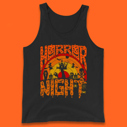 Halloween Horror Night Vintage Rainbow Flying witches Scary Boo Spooky Festive Night Tank Top