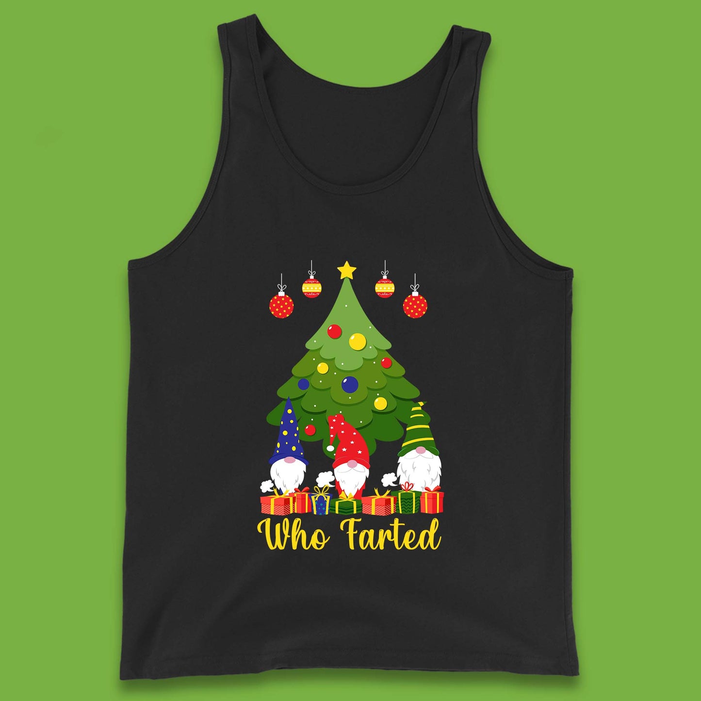 who farted christmas gnomes funny tank top