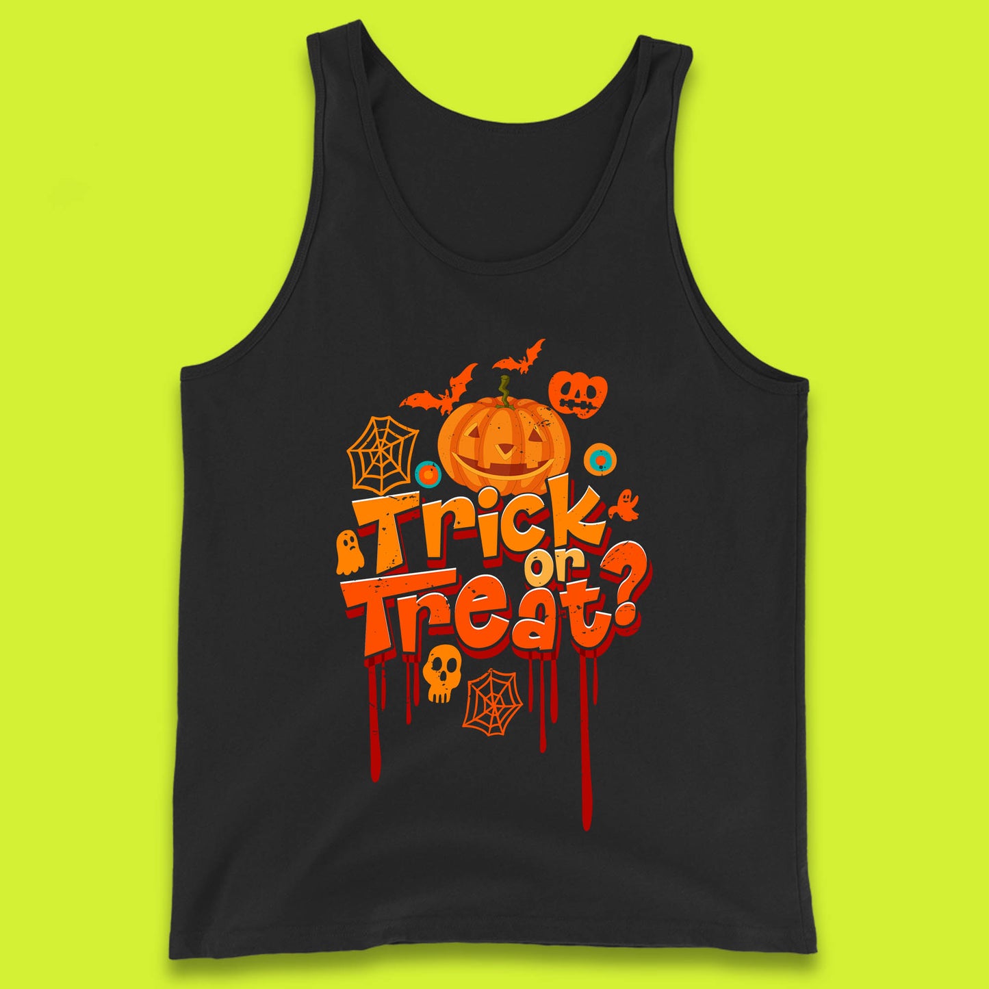 Trick Or Treat Halloween Pumpkin Blood Dripping Horror Scary Spooky Season Tank Top