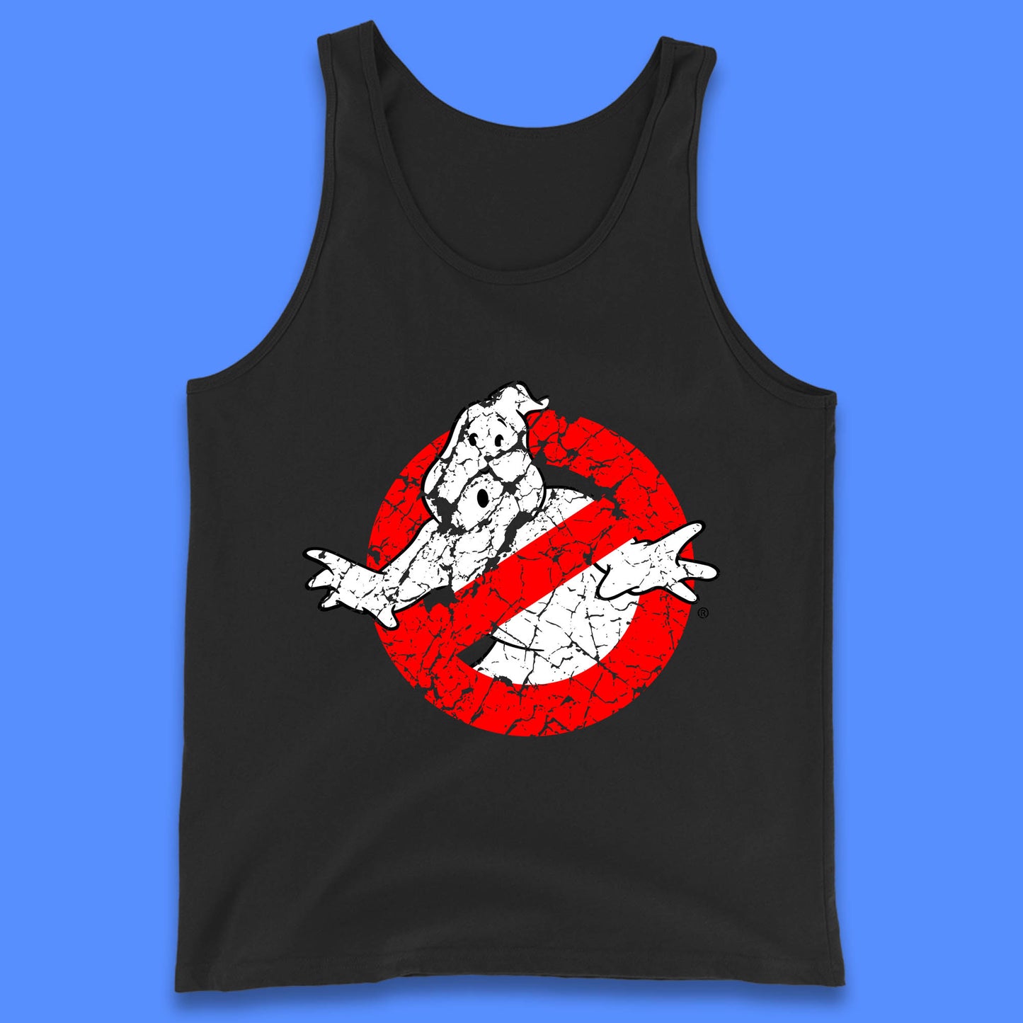 Distressed The Real Ghostbusters No Ghost Symbol Retro Halloween Movie Costume Tank Top