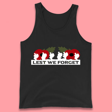 Lest We Forget Remembrance Day Armed Force Day Poppy Flower Soldiers Tank Top