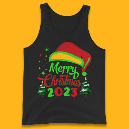 Merry Christmas 2023 Elf Hat Christmas Trees Xmas Gift Tank Top