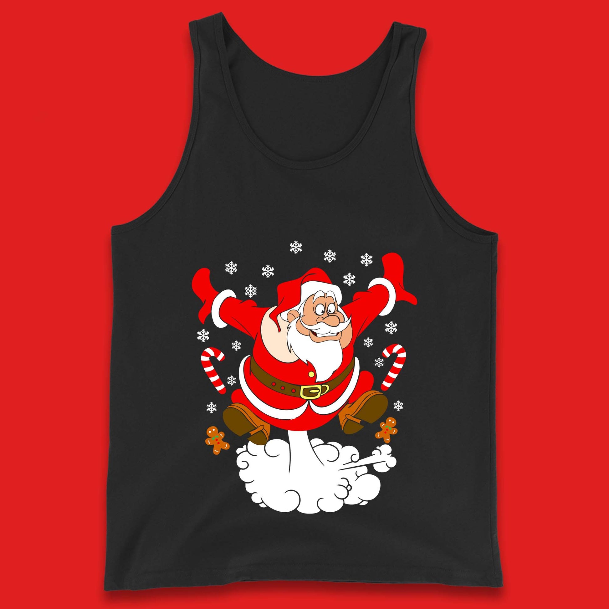 farting santa claus christmas tank top