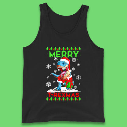 merry t rexmas christmas dinosaur tank top