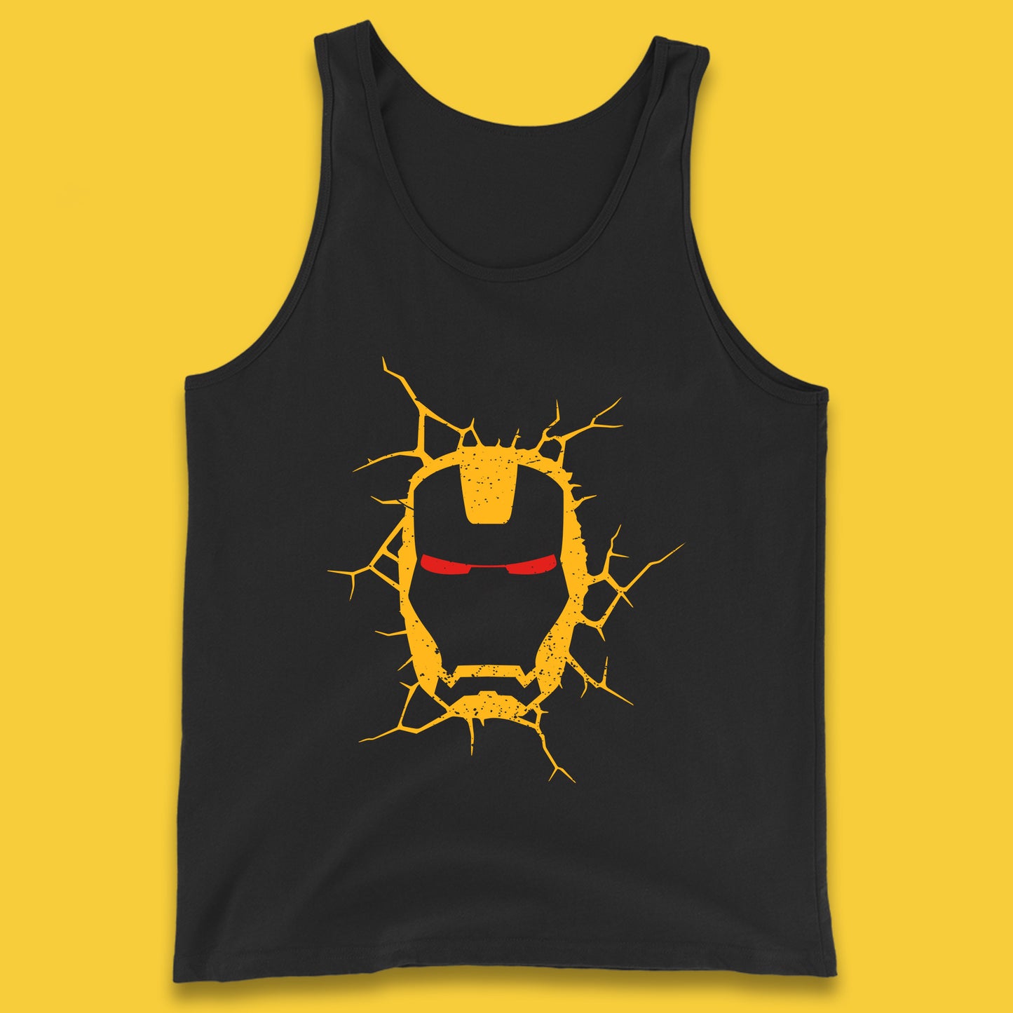 Marvel Avengers Iron Man Face Cracked Wall Art Superhero Comic Book Character Iron-man Marvel Comics Tank Top